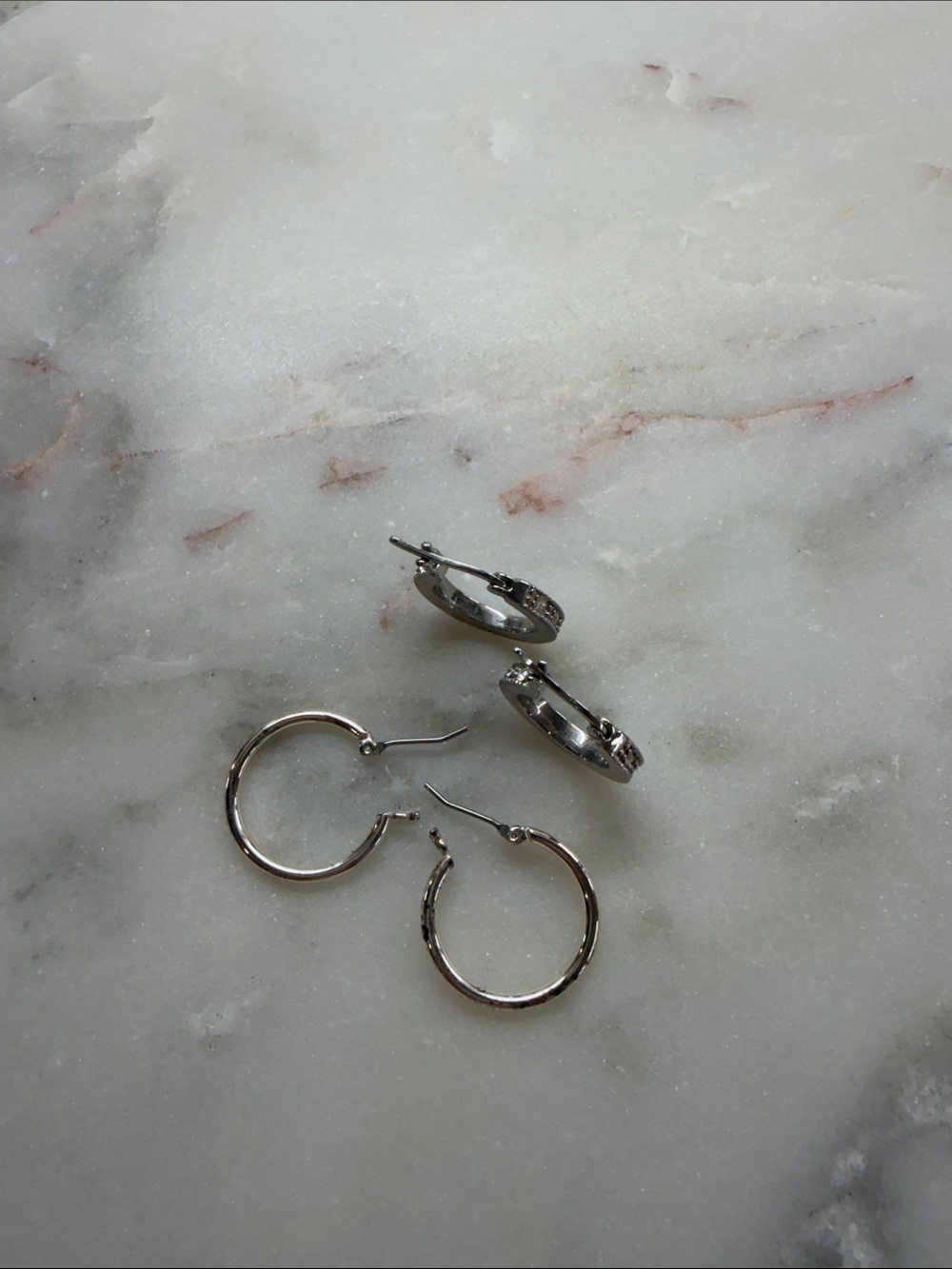Silver Hoop Earrings Set - Classic Women's Jewelry